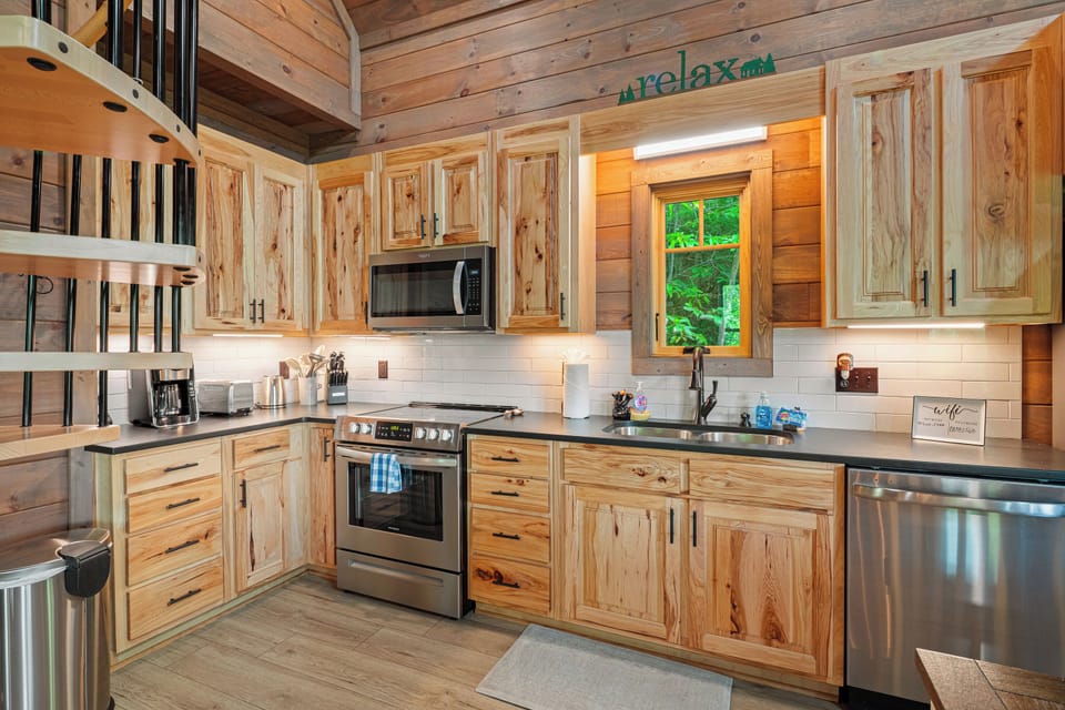 Dine with views of the trees and mountains right outside your door.