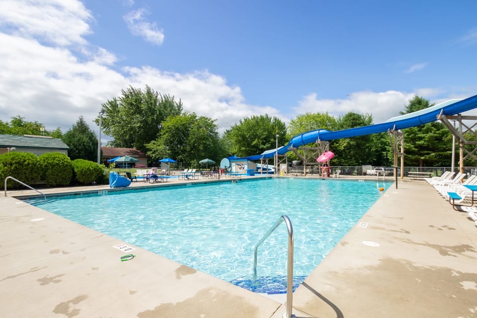 Outdoor pool, sun loungers