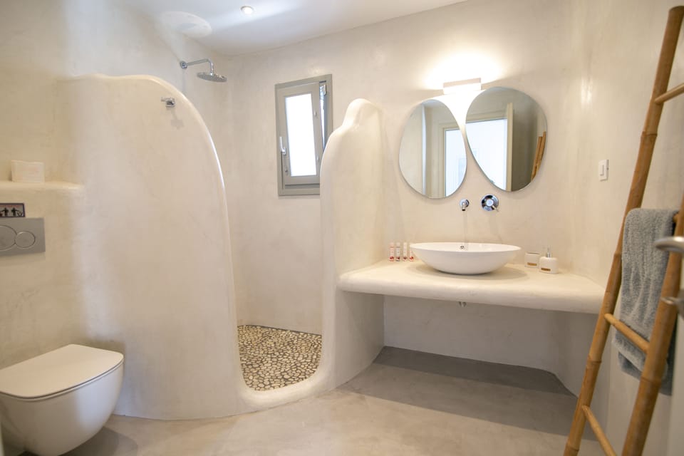 Traditional House | Bathroom | Hair dryer, towels, soap, shampoo