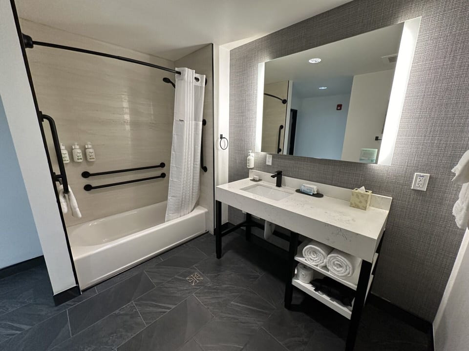 Free toiletries, hair dryer, towels