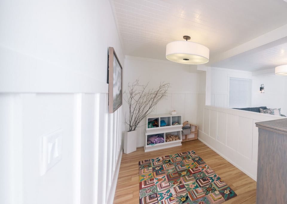 Basement play area w/ toys and books