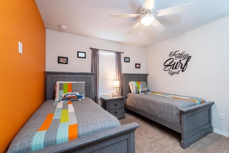 Bedroom 4 Upstairs 2 Twin Bed Surfer Themed with Shared Bathroom with Walk-in Shower Sleeps 2