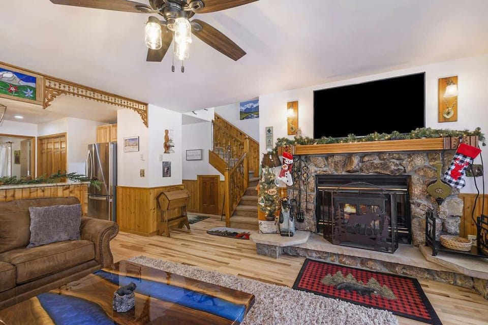 Enjoy the wood-burning fireplace on a cold snowy day.