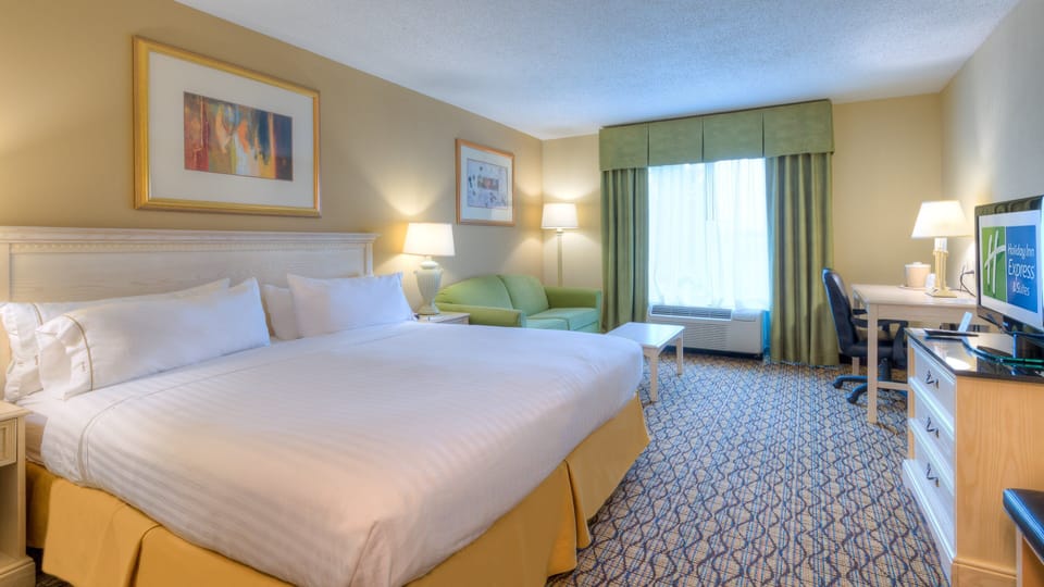 In-room safe, desk, iron/ironing board, cribs (free)