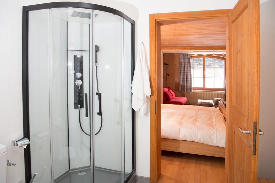 Basement room with attached bathroom