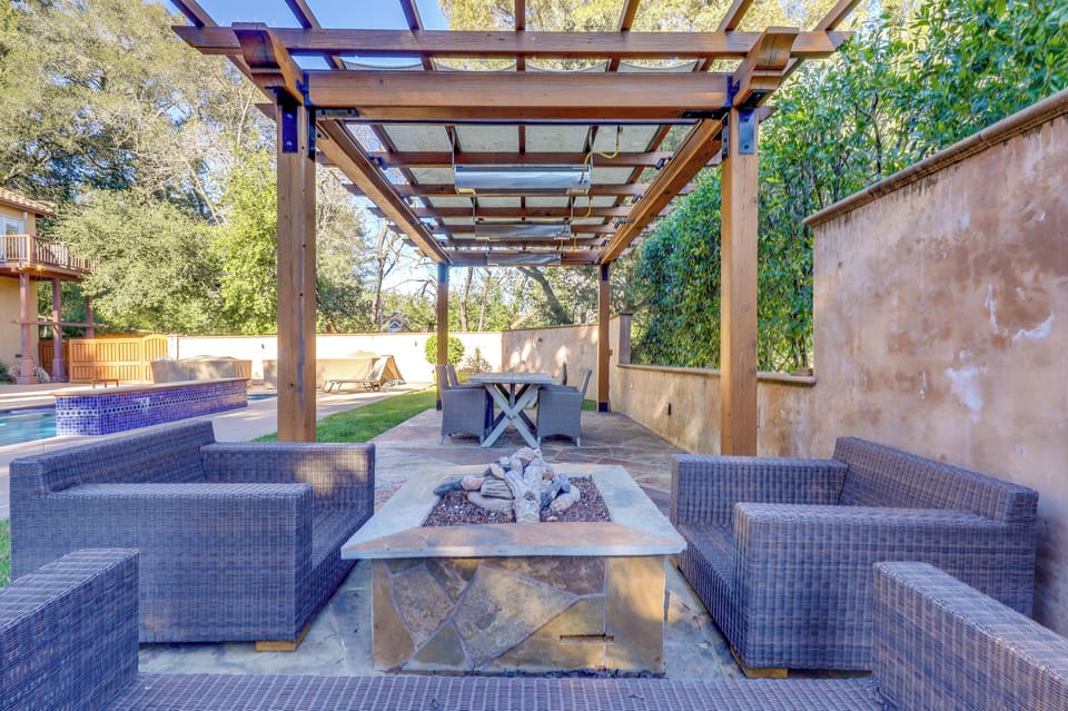 Fire Pit | Private Outdoor Pool (Heated Seasonally) | Tennis Court