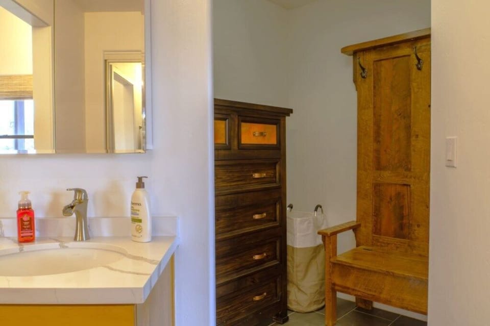 Dressing bench in closet