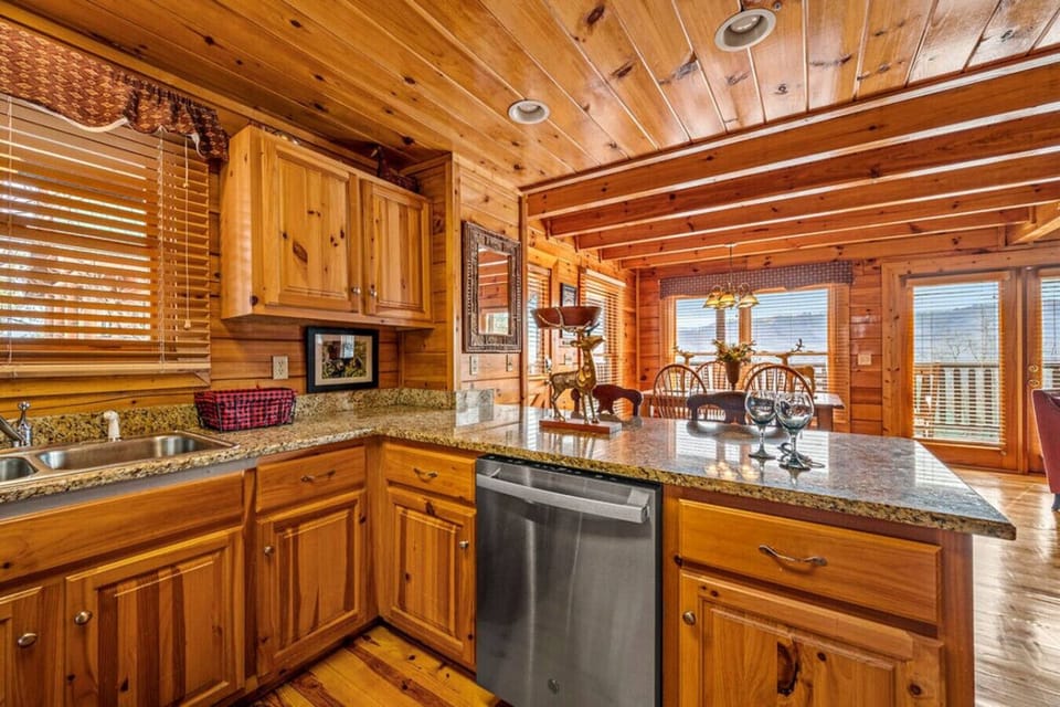 The kitchen is fully stocked with all the appliances and utensils you`ll need to make a great meal.