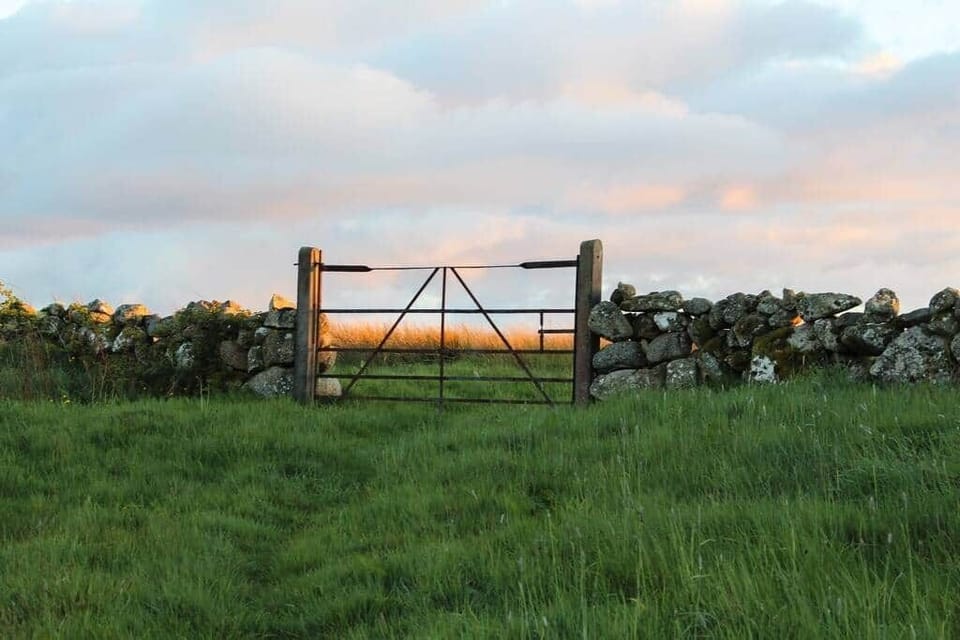 Farm gate at the top of the hill at Cnoc Suain