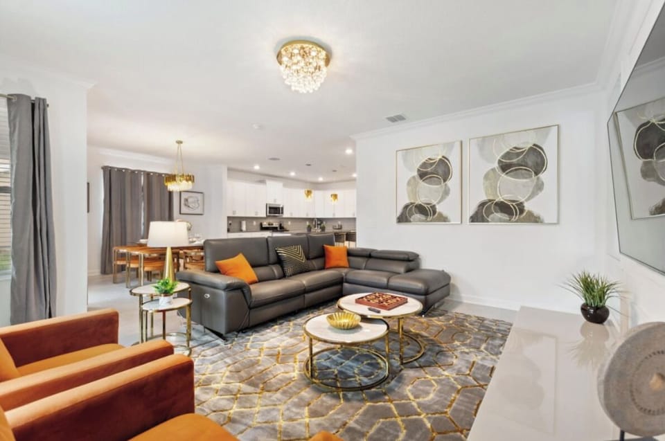 Family House, Multiple Bedrooms, Private Pool | Living area | 55-inch Smart TV with satellite channels, TV, video-game console