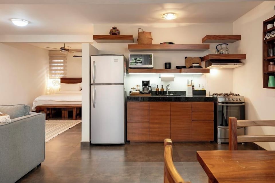 Sage Suite | Private kitchen | Full-size fridge, microwave, oven, stovetop