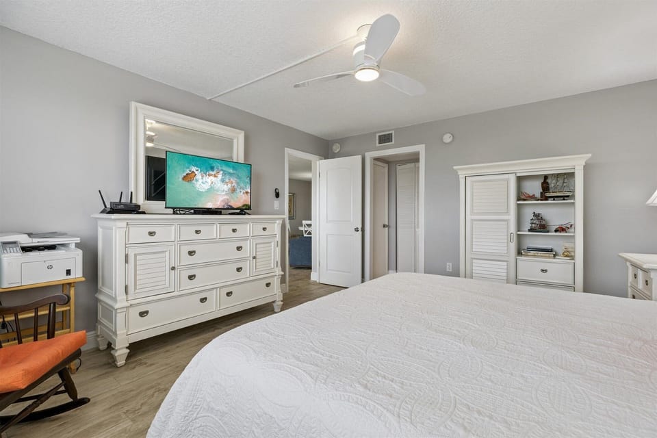 Relax in the master bedroom and watch your favorite TV show/movies