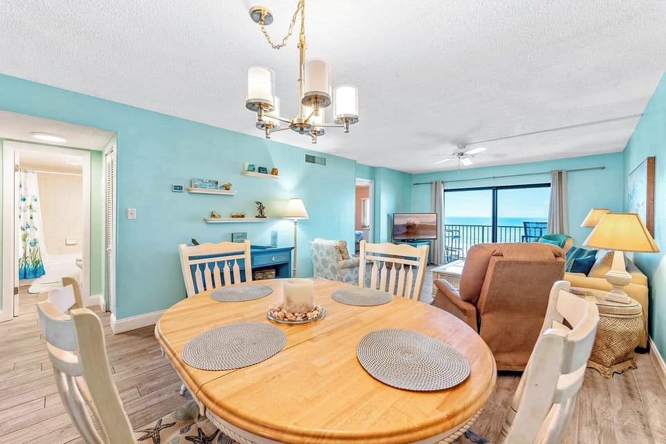Dining space seats four