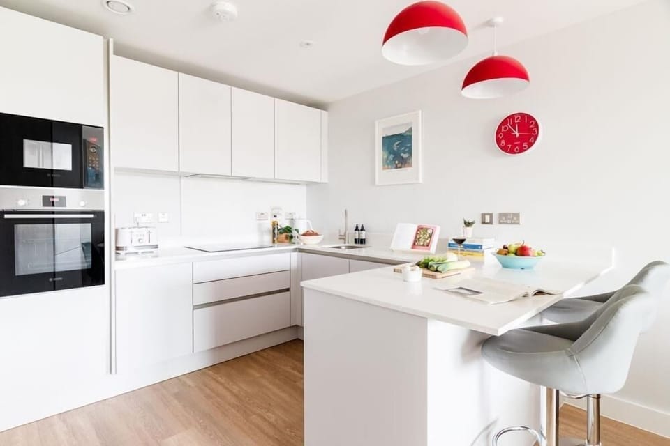 Kitchen space at Port, The Liner, Falmouth, self catering, Cornwall.