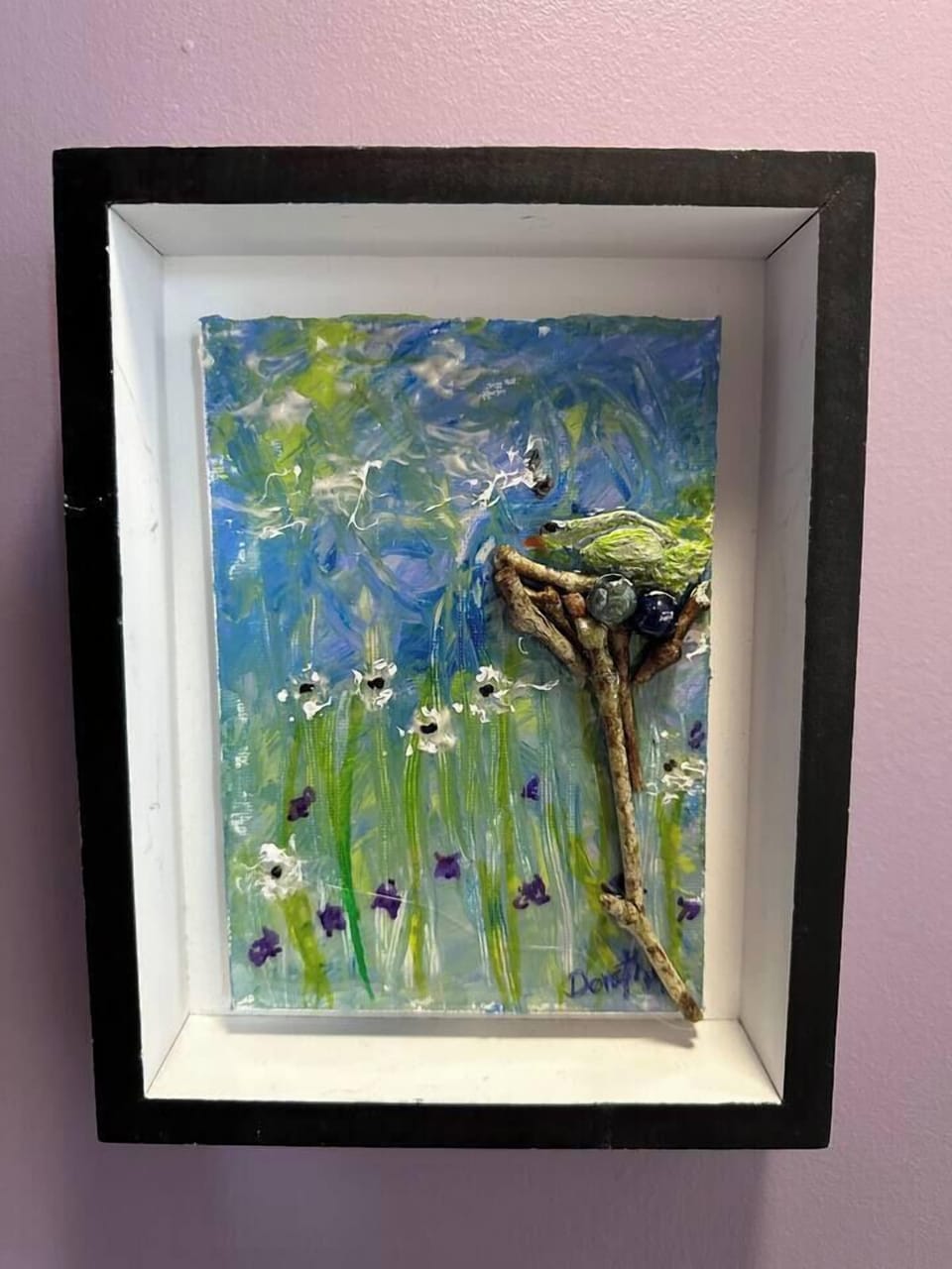 A calming nature-inspired artwork that complements the home’s peaceful atmosphere.