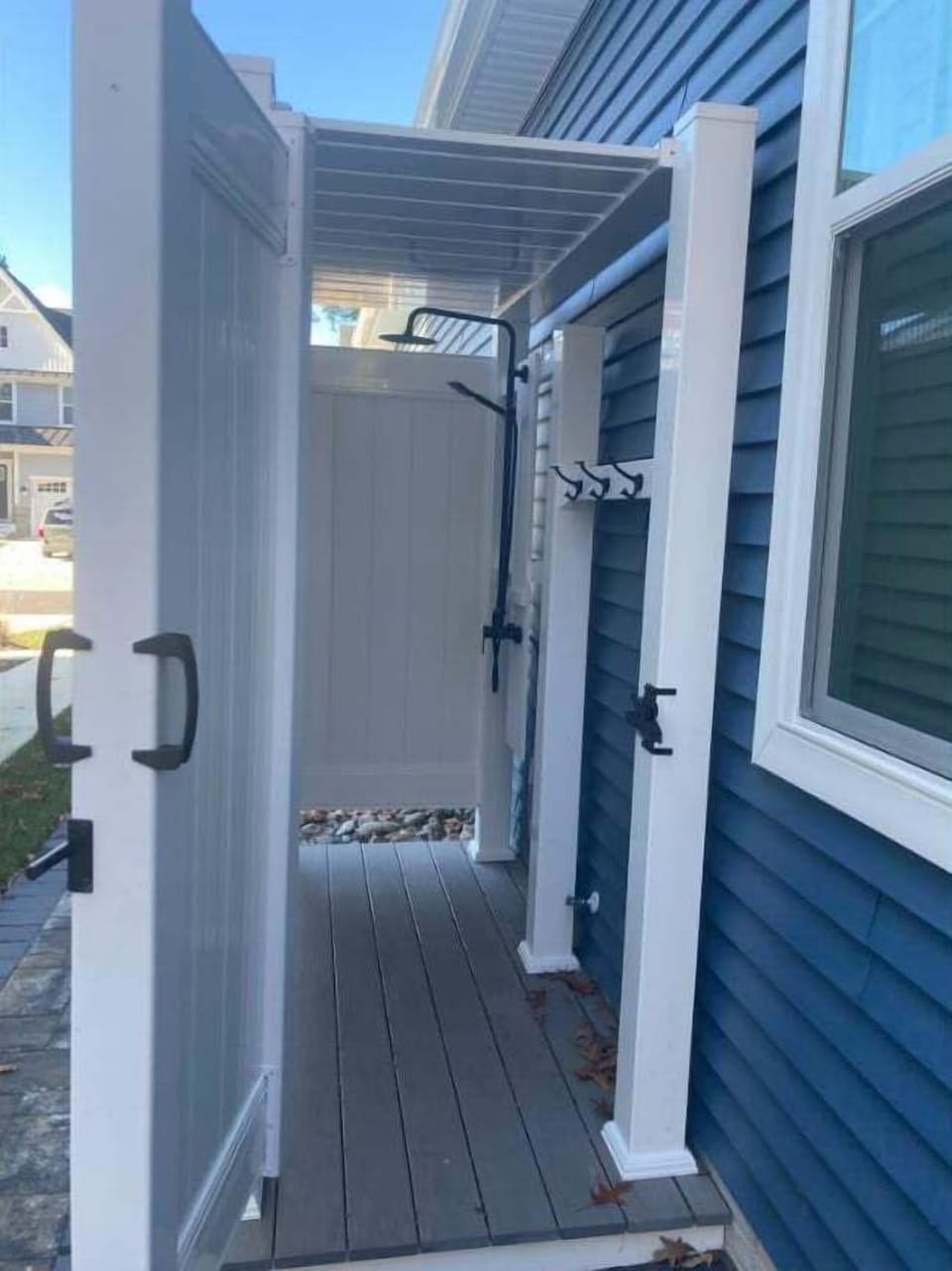 Wonderful New Outdoor Shower Enclosure with changing area and compositeflooring