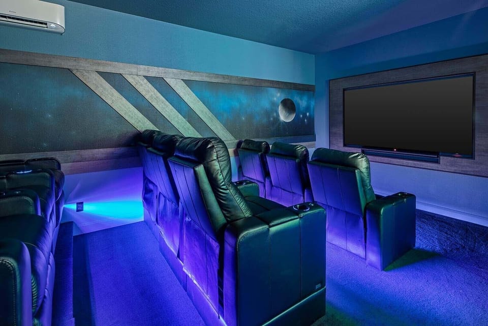 Movie Theater w/ Reclining Chairs, Basketball & Arcade Machine *Highlight*