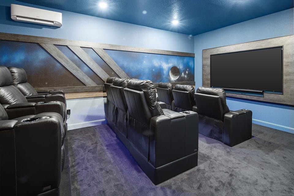 Movie Theater w/ Reclining Chairs, Basketball & Arcade Machine *Highlight*