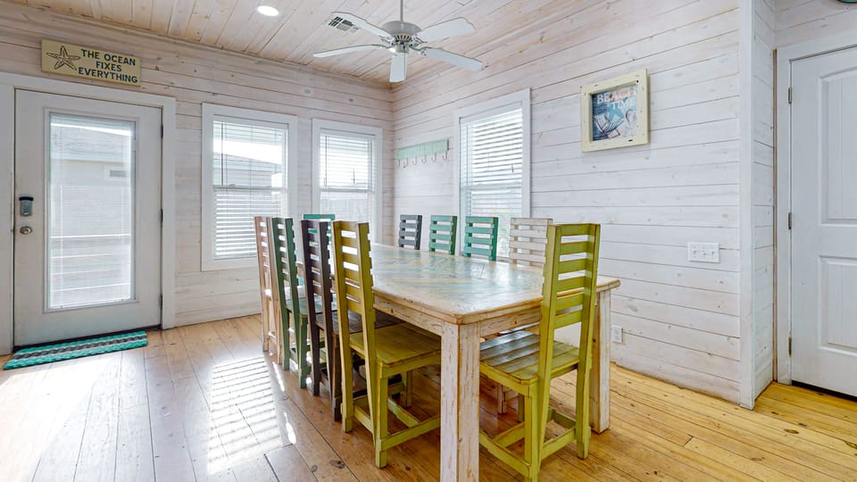 Spacious dining table.