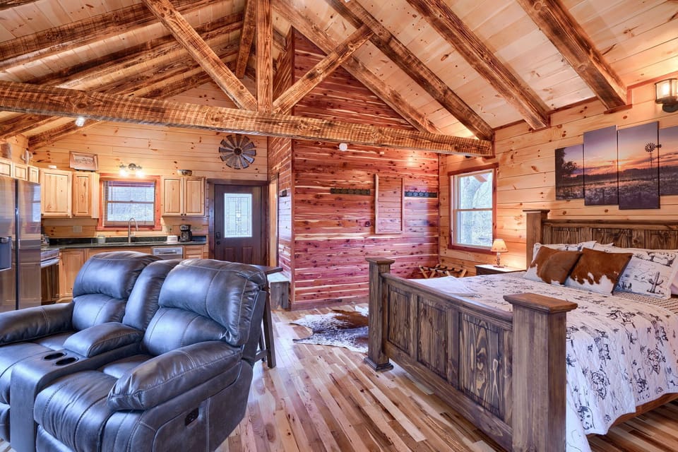 Looking toward front of cabin, from near Fireplace, - Cowboy Trail cabin