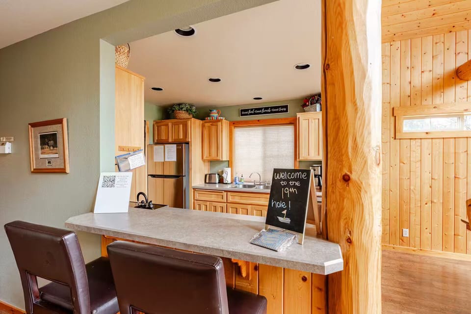 Breakfast bar near the living room and dining area.