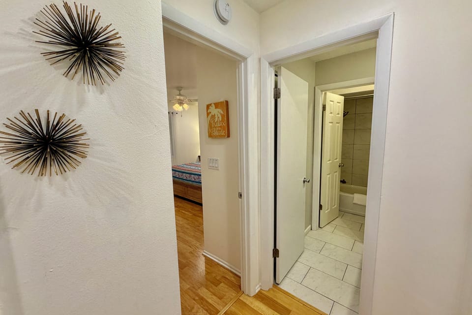 guest bedroom/bathroom hallway