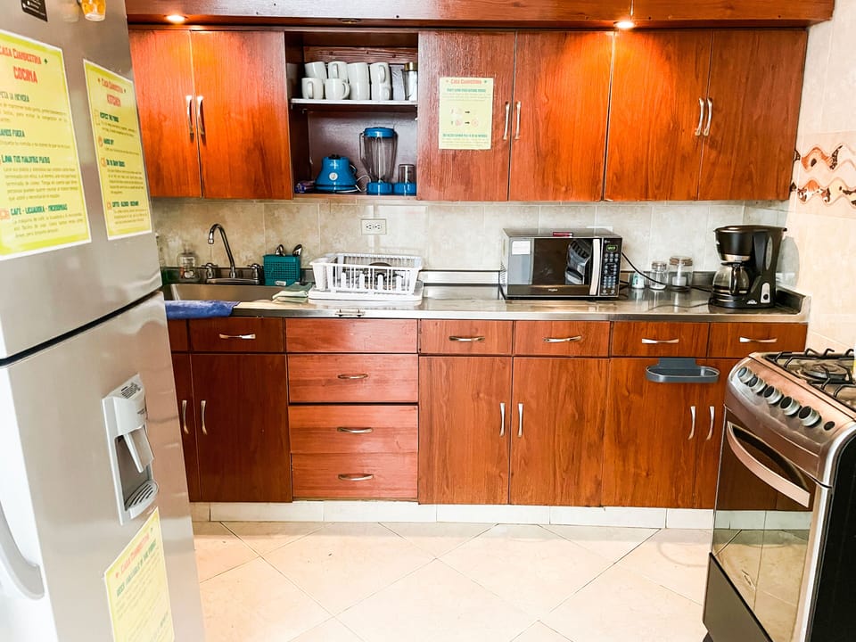 Family Apartment | Shared kitchen | Full-size fridge, microwave, oven, blender
