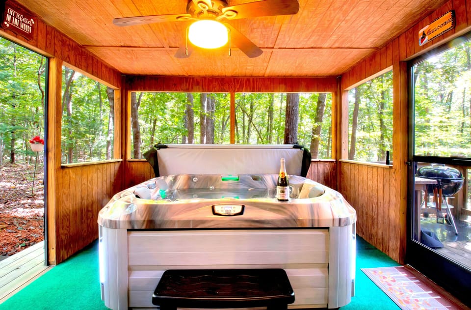 Get away from the city and relax in this one of a kind indoor hot tub.