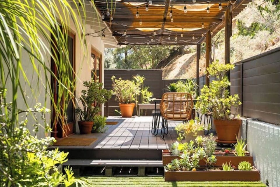 Sunny, private back patio. 