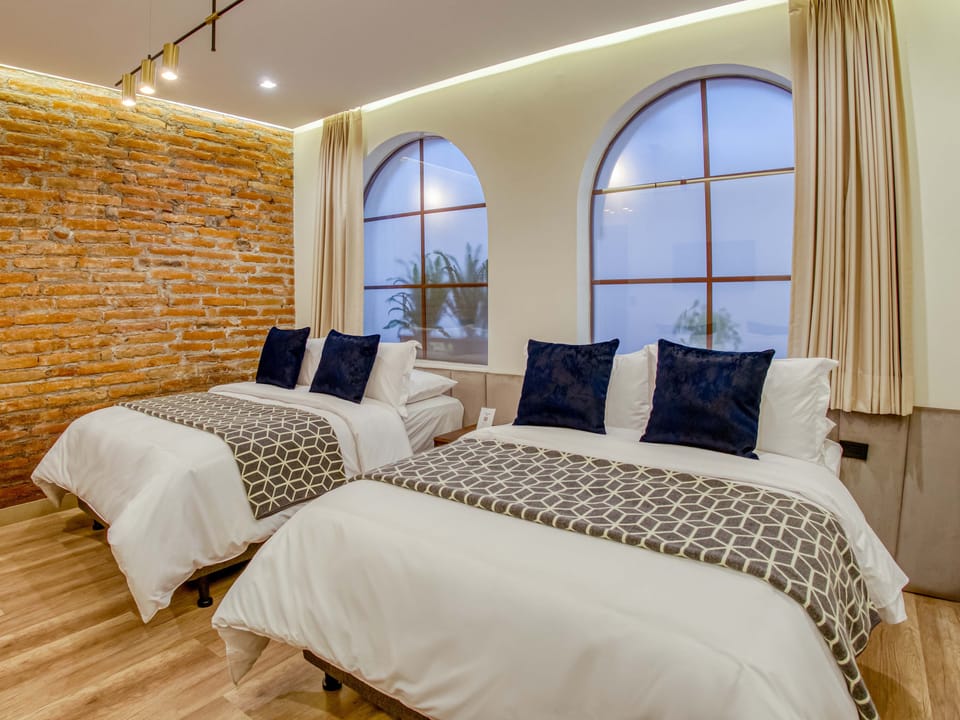 Family Double Room, 2 Double Beds | Premium bedding, down comforters, pillowtop beds, blackout drapes