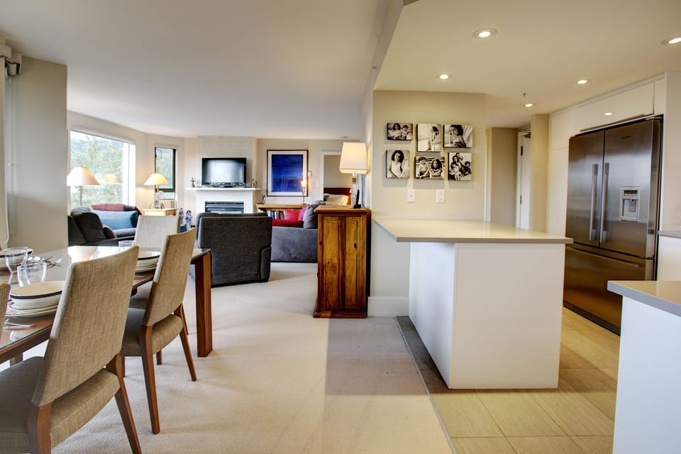 Open concept dining room, kitchen and living room