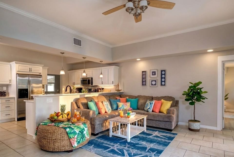 The open layout lets the entire family be in one place doing different things