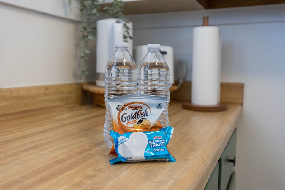 Kitchen Shot 2 - Complimentary Water and Snacks