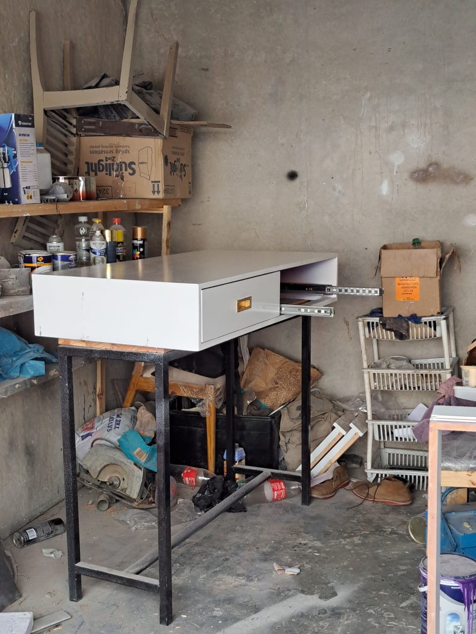 Keith s garage ! furniture on the making. Love him!