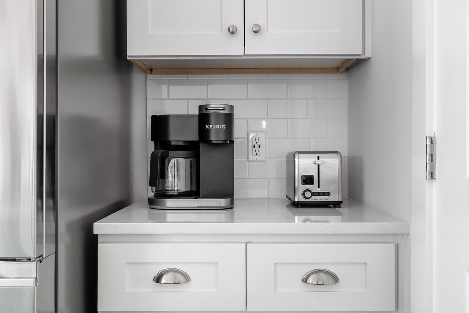 K-cups or full pot of coffee brewing excellence. Coffee, cream, sugar provided!