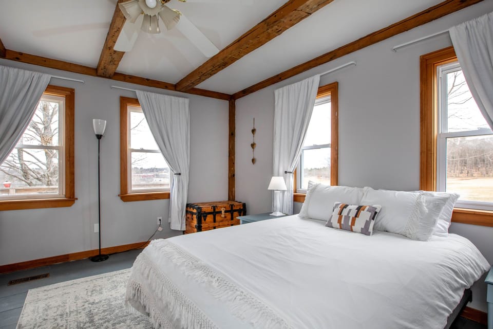 This downstairs bedroom will take you back in time. 
