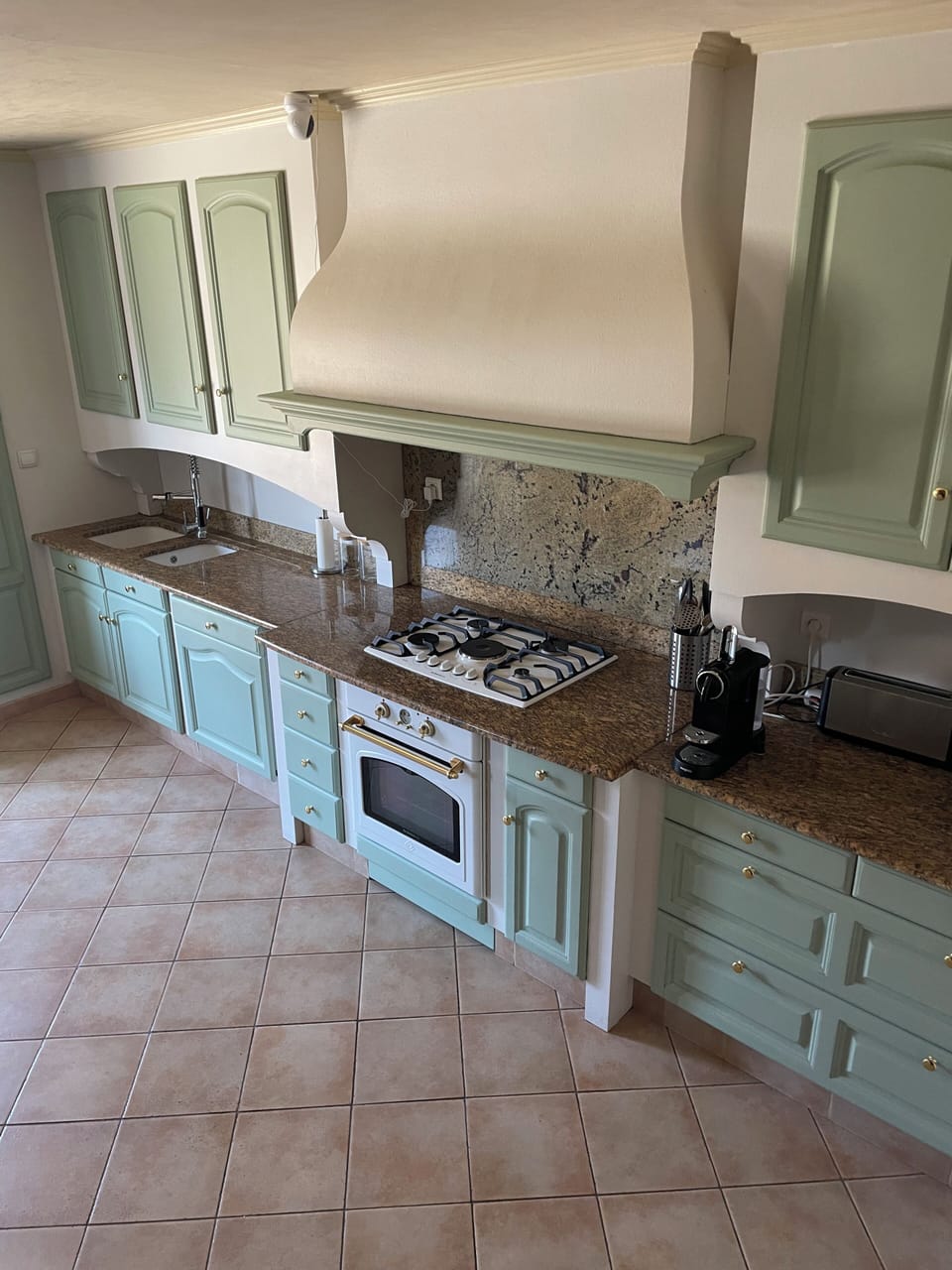 Kitchen: gas hob, electric oven, recently-installed dishwasher, refrigerator.