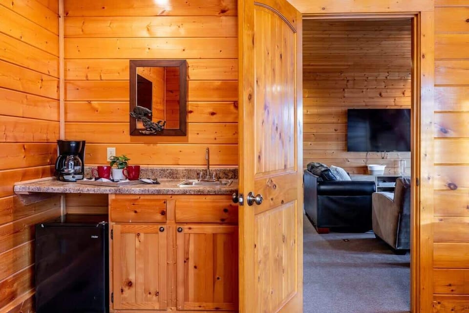 Conveniently placed near the second living room, the wet bar is perfect for coffee or evening drinks.