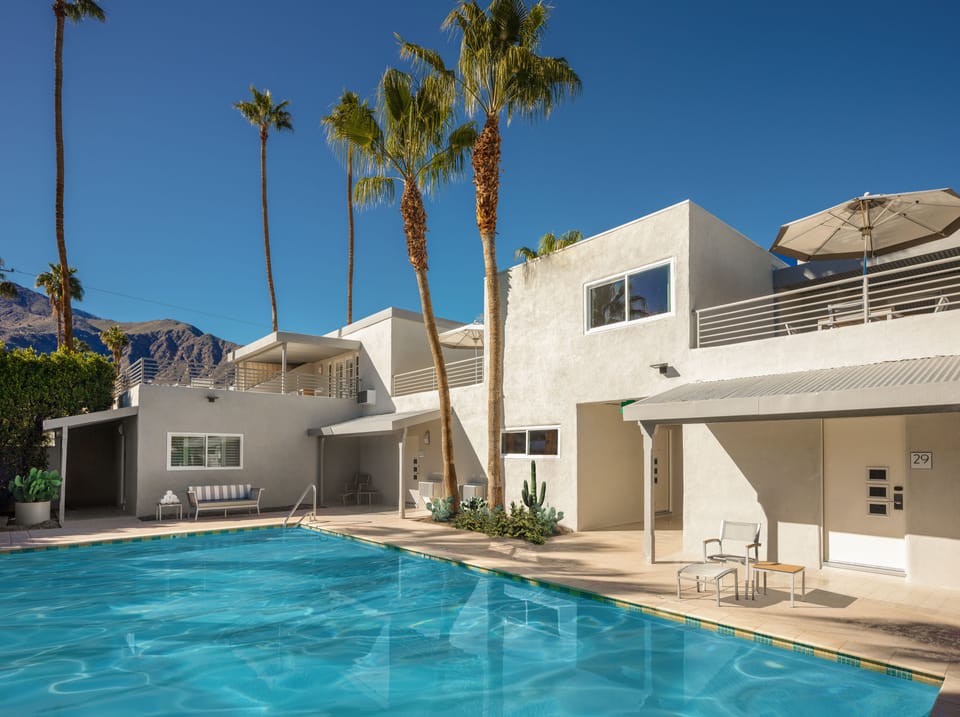Outdoor pool, sun loungers