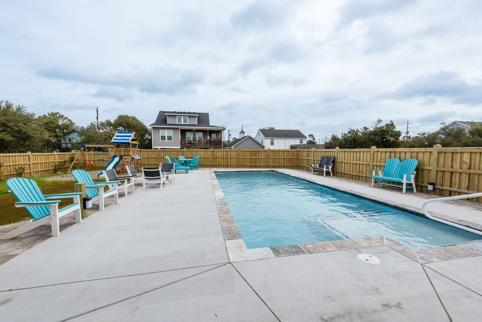Large saltwater concrete pool, shared with host and family of hosts.