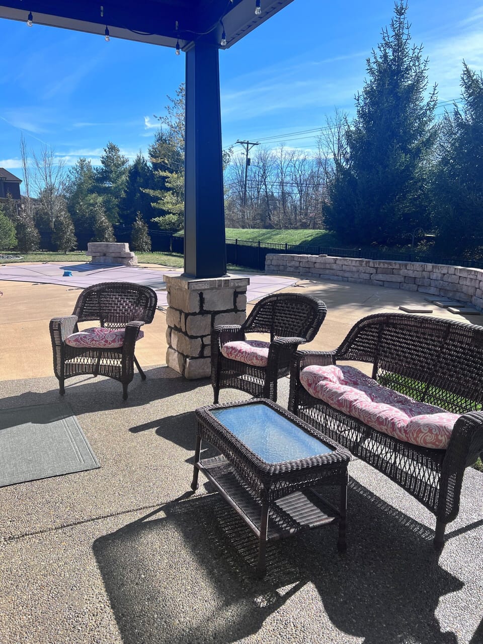 Covered patio with grill