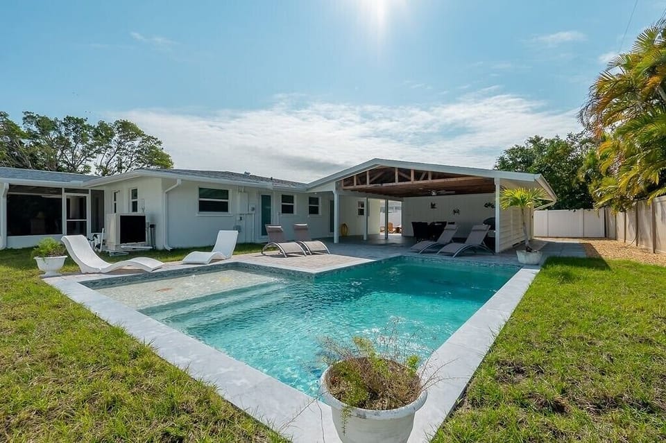 Overlooking the pool