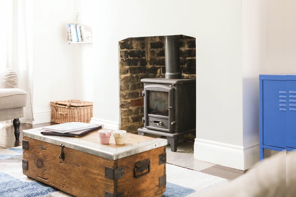 Log burner in living area