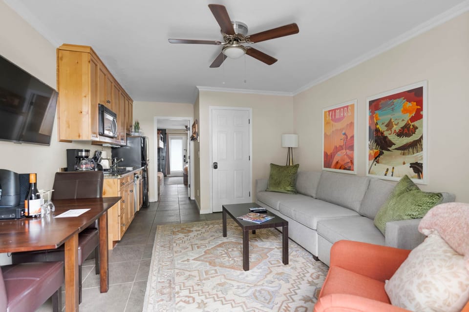 Full kitchen and living room