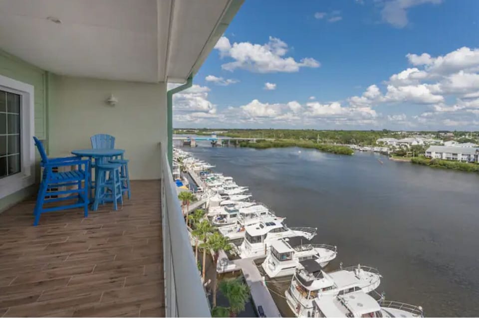 Balcony off Living Room with Beautiful Marina Below