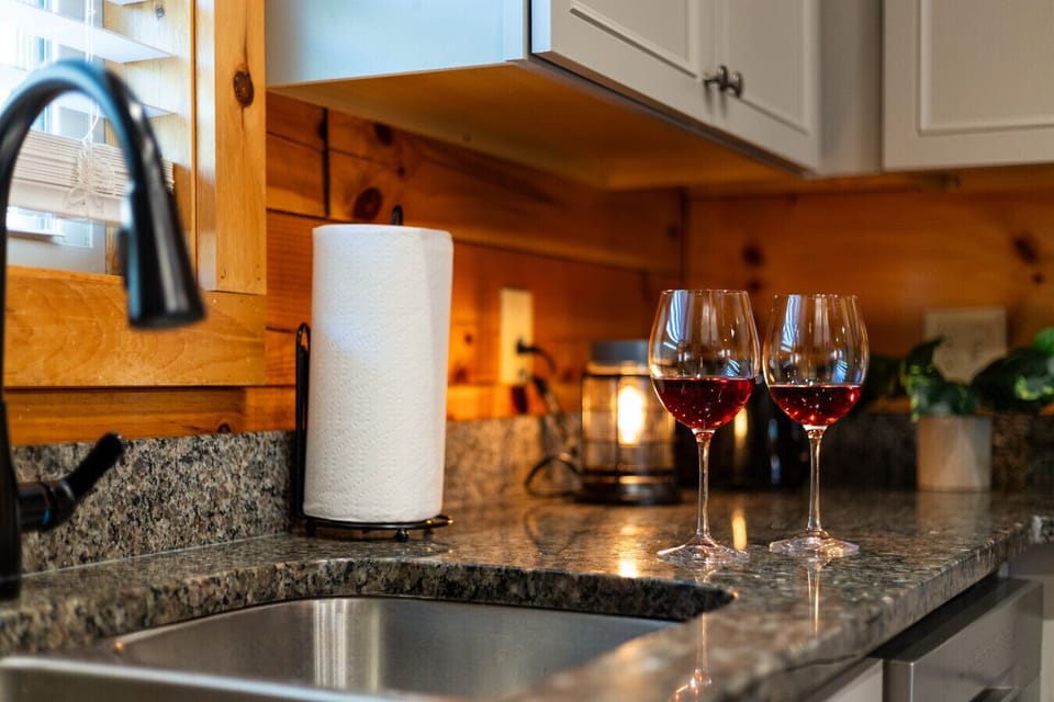 Relaxation starts with a toast in the kitchen.