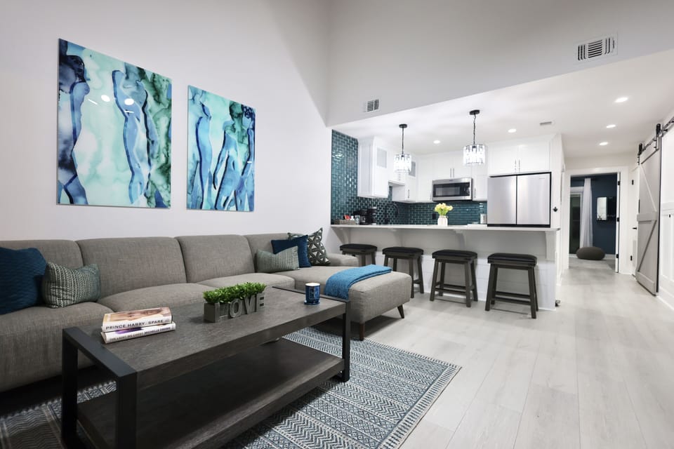 Modern yet coastal inspired living space and kitchen. Sit back, relax and enjoy 