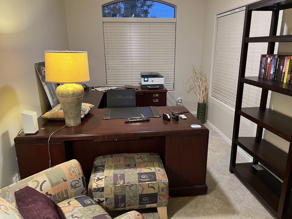 Samsung HD TV , Mahogany Desk , Gigablast ,HP Printer -makings of a great office