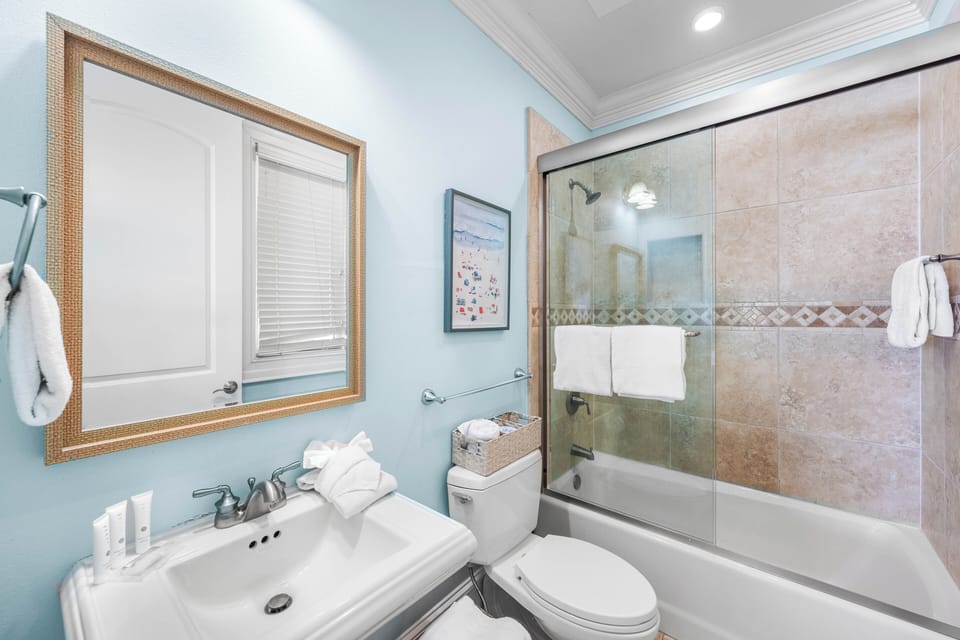 First floor King Bedroom's Ensuite Bathroom with Tub and Shower Combination.
