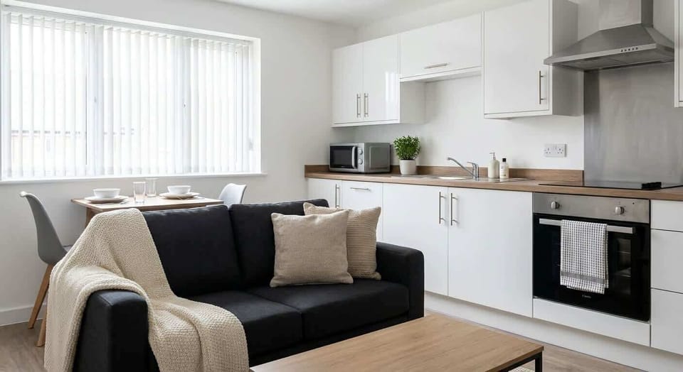 Living Space and Kitchen Area
